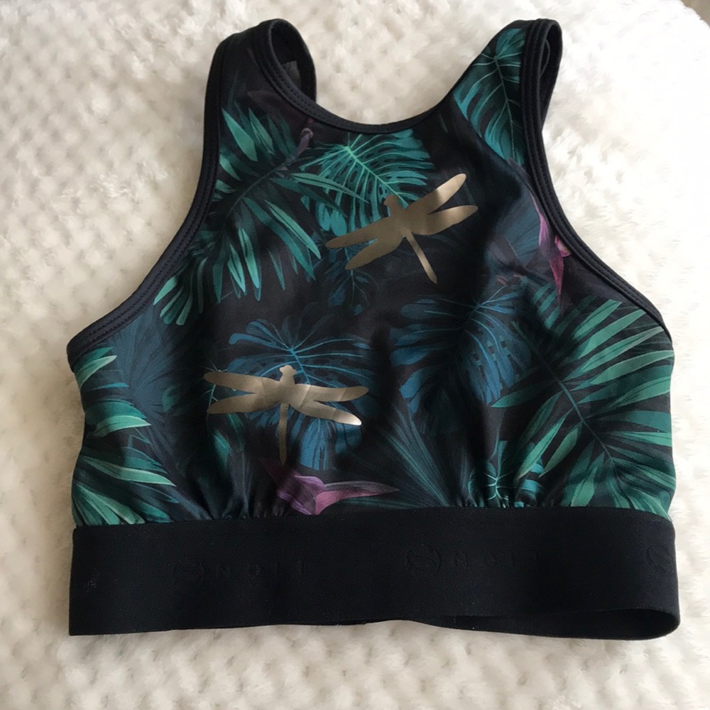 Noli dragonfly lush foil palm leaf yoga Aria bra